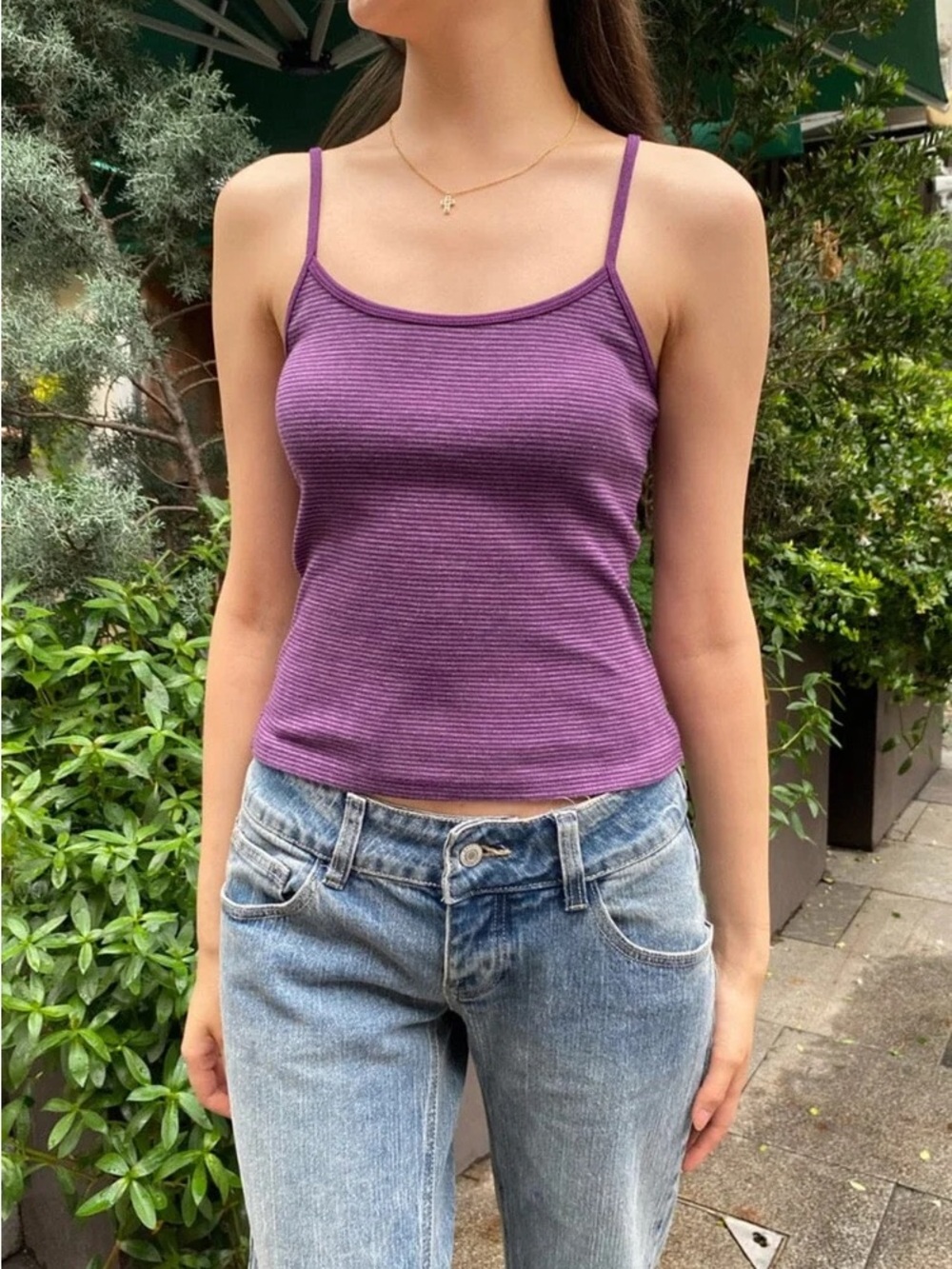 Brandy melville Skylar purple striped tank top